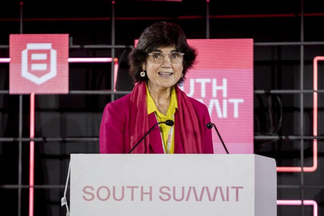 Archivo - La directora del South Summit, María Benjumea, interviene durante la inauguración de la undécima edición del South Summit Madrid 2023, en La Nave, a 7 de junio de 2023, en Madrid (España).
