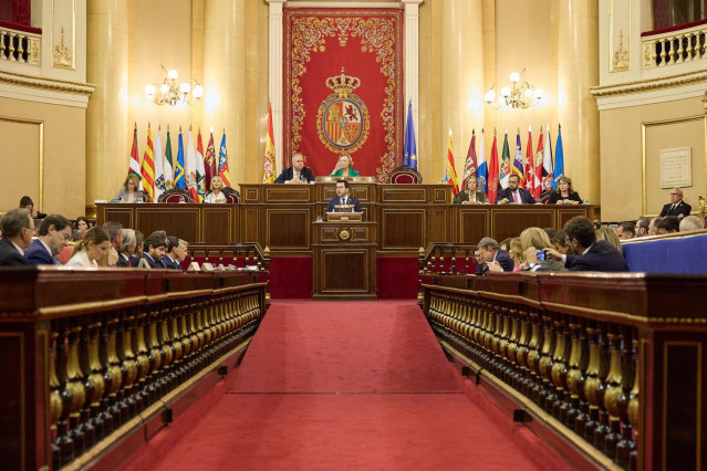 El presidente de la Generalitat de Catalunya, Pere Aragonès, interviene durante un debate tras la Comisión General de las Comunidades Autónomas, en el Senado, a 19 de octubre de 2023, en Madrid (España). En la Comisión, Aragonès, ha defendido la amnistía