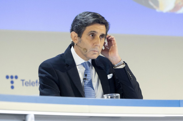 Archivo - El presidente ejecutivo de Telefónica, José María Álvarez-Pallete, interviene en una rueda de prensa para analizar los resultados de 2021, en Distrito Telefónica, a 24 de febrero de 2022, en Madrid (España).