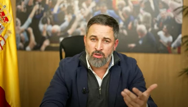 El líder de Vox, Santiago Abascal, en su intervención