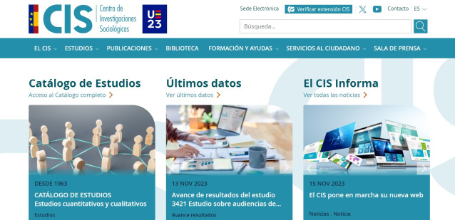 Nueva página web del Centro de Investigaciones Sociológicas (CIS)