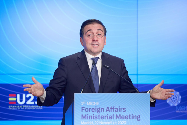 El ministro de Asuntos Exteriores, Unión Europea y Cooperación, José Manuel Albares, ofrece una rueda de prensa