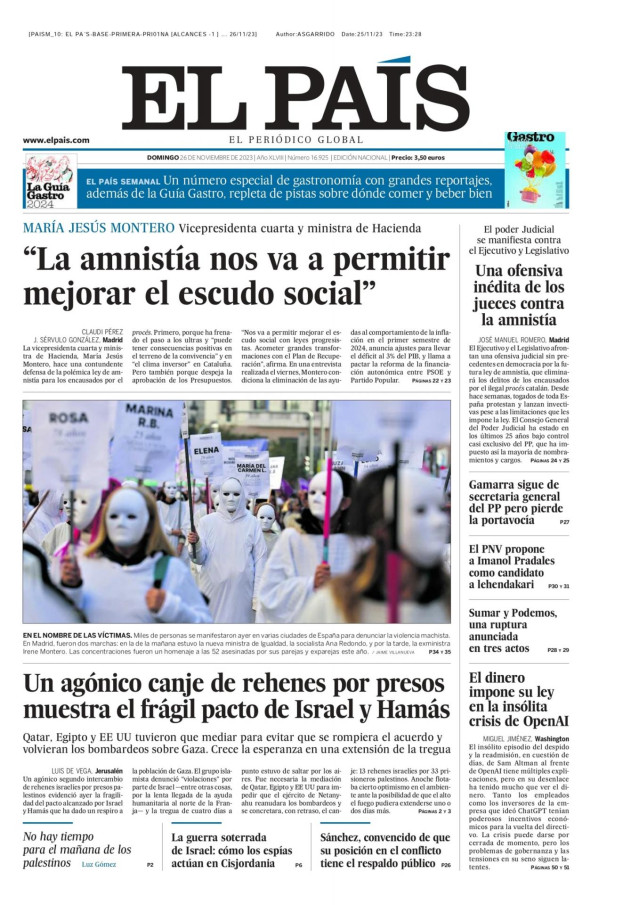 Portada de El País.
