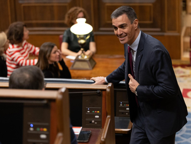 El presidente del Gobierno, Pedro Sánchez, durante la Solemne Sesión de Apertura de las Cortes Generales de la XV Legislatura, en el Congreso de los Diputados, a 29 de noviembre de 2023, en Madrid (España).