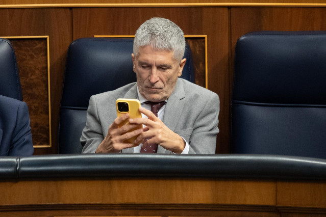 El ministro del Interior, Fernando Grande-Marlaska, durante una sesión plenaria en el Congreso