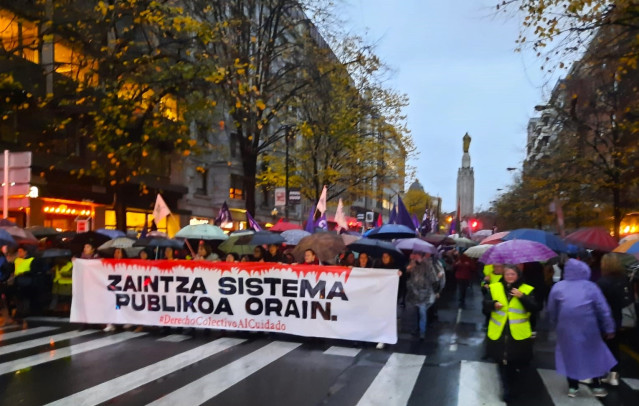 Manifestación del Movimiento feminista en Bilbao, en el día de huelga general
