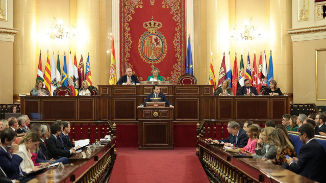 Archivo - El presidente de la Generalitat de Cataluña, Pere Aragonès, interviene tras la Comisión General de las Comunidades Autónomas, en el Senado, a 19 de octubre de 2023, en Madrid (España). En la Comisión, Aragonès defiende la amnistía y el referéndu