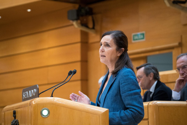 Archivo - La senadora del PP Pilar Milagros Rojo interviene durante una sesión plenaria en el Senado, a 17 de mayo de 2023, en Madrid (España). El proyecto de Ley por el Derecho a la Vivienda se enfrenta a su aprobación definitiva en el pleno del Senado.