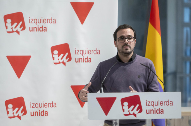 El exlíder de IU, Alberto Garzón, interviene tras dejar la coordinadora de la formación durante una reunión de la Coordinadora Federal de IU, en el Espacio Ecooo, a 1 de diciembre de 2023, en Madrid (España).