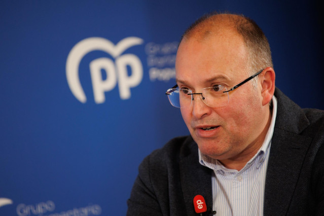 El portavoz del PP en el Congreso, Miguel Ángel Tellado, durante una entrevista para Europa Press en el Congreso. Miguel Ángel Tellado fue vicesecretario general de Organización del PP y secretario general del PPdeG desde 2016 hasta 2022.