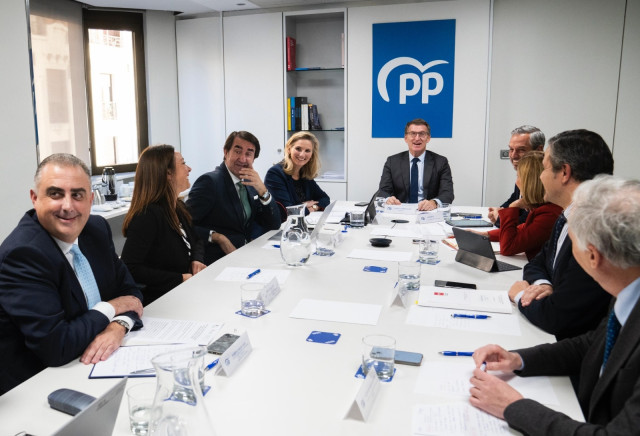 El presidente del Partido Popular, Alberto Núñez Feijóo, en una reunión con los consejeros de Vivienda en las Comunidades Autónomas gobernadas por el PP