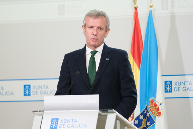 El presidente de la Xunta, Alfonso Rueda, en una comparecencia ante los medios.