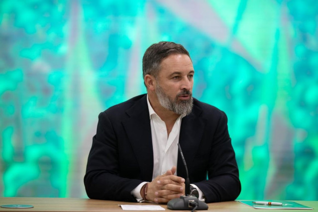 Archivo - El líder de Vox, Santiago Abascal, en la sede nacional de Vox.