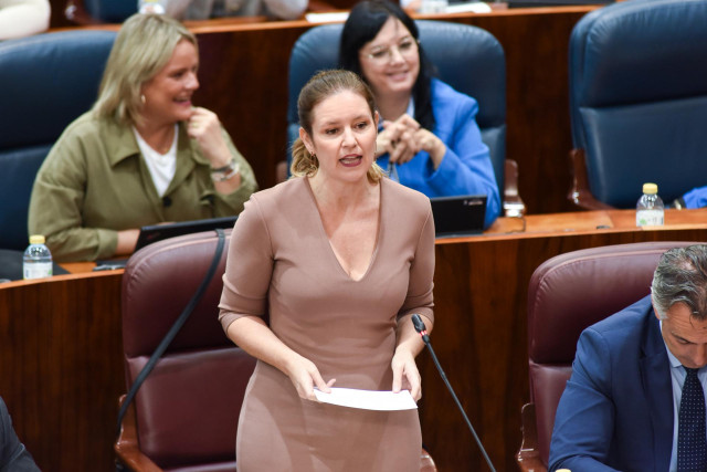 La consejera de Familia, Juventud y Asuntos Sociales, Ana Dávila, interviene durante un pleno en la Asamblea de Madrid, a 16 de noviembre de 2023, en Madrid (España).