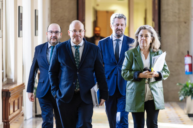 El portavoz parlamentario del PP en el Congreso, Miguel Tellado, a su llegada a una reunión de la Junta de Portavoces, en el Congreso de los Diputados, a 19 de diciembre de 2023, en Madrid (España).