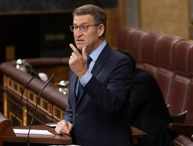 El líder del PP, Alberto Núñez Feijóo, interviene durante un pleno en el Congreso de los Diputados, a 20 de diciembre de 2023, en Madrid (España). Este es el último pleno de Nadia Calviño antes de abandonar el cargo para presidir el Banco Europeo de Inver