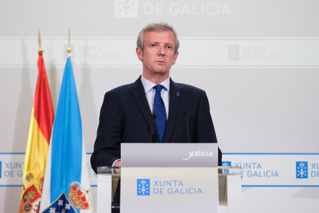 El presdiente de la Xunta, Alfonso Rueda, en su comparecencia tras la reunión del Consello de la Xunta