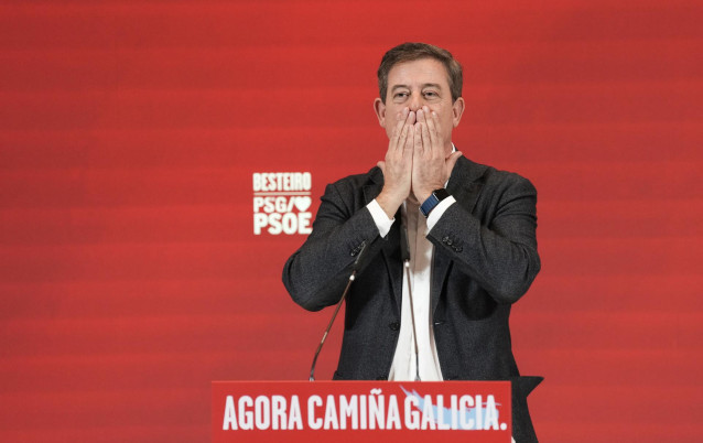 El diputado del PSOE y candidato del PSdeG a la Xunta, Xosé Ramón Gómez Besteiro, durante la clausura de la Convención Política del PSdeG, en la Cidade da Cultura de Galicia, a 17 de diciembre de 2023, en Santiago de Compostela, A Coruña, Galicia (España)