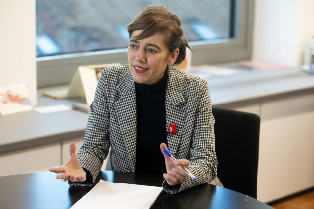 La portavoz de Sumar en el Congreso, Marta Lois, durante una entrevista para Europa Press, en el Congreso de los Diputados, a 21 de diciembre de 2023, en Madrid (España).
