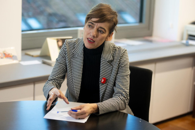 La portavoz de Sumar en el Congreso, Marta Lois, durante una entrevista para Europa Press, en el Congreso de los Diputados, a 21 de diciembre de 2023, en Madrid (España).