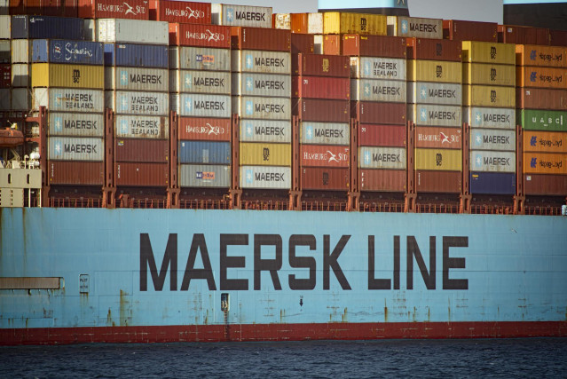 Archivo - Mary Maersk el megaship Triple E de 18270 teus que llega al puerto de Algeciras proveniente del Canal de Suez, es el primero que llega a España después del accidente. Algeciras  (Cádiz) a 03 de abril 2021