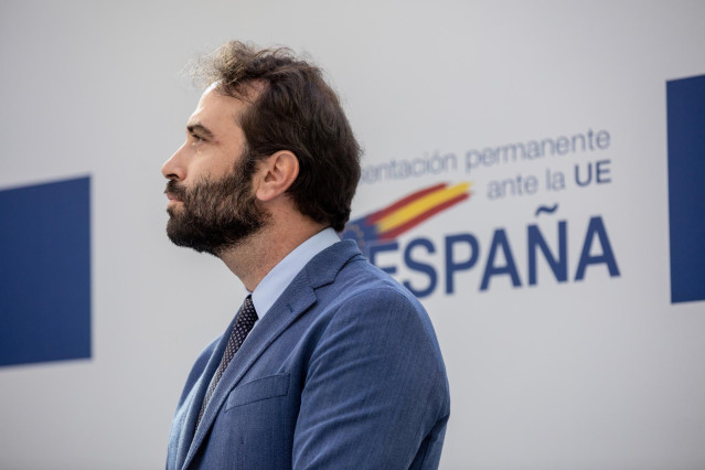 Archivo - El Secretario General del Tesoro y Finanzas Internacionales, Carlos Cuerpo, interviene durante la presentación de la candidatura de Madrid para albergar la sede de la Autoridad Europea contra el Blanqueo de Capitales, a 30 de mayo de 2023, en Br