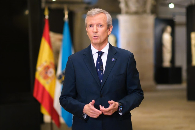 El presidente de la Xunta, Alfonso Rueda, durante el mensaje de Fin de Año.