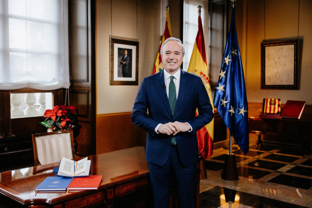 El presidente del Gobierno de Aragón, Jorge Azcón, en su primer discurso de año nuevo.