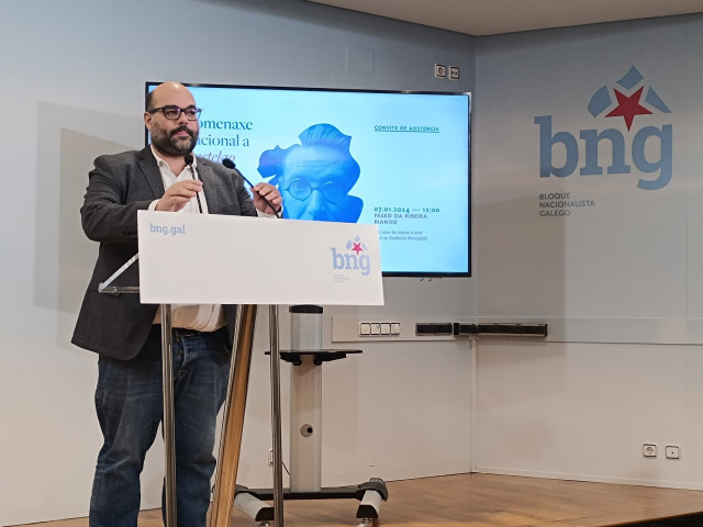 El coordinador de campaña del BNG, Rubén Cela, comparece en rueda de prensa