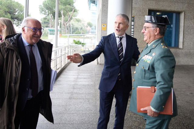 El ministro del Interior, Fernando Grande-Marlaska, antes de la rueda de prensa en la DGT