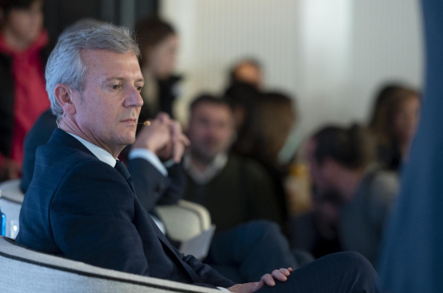 El candidato del PP a las elecciones gallegas, Alfonso Rueda, durante un Desayuno Informativo de Europa Press, en el Hotel Rosewood Villa Magna, a 8 de enero de 2024, en Madrid (España).