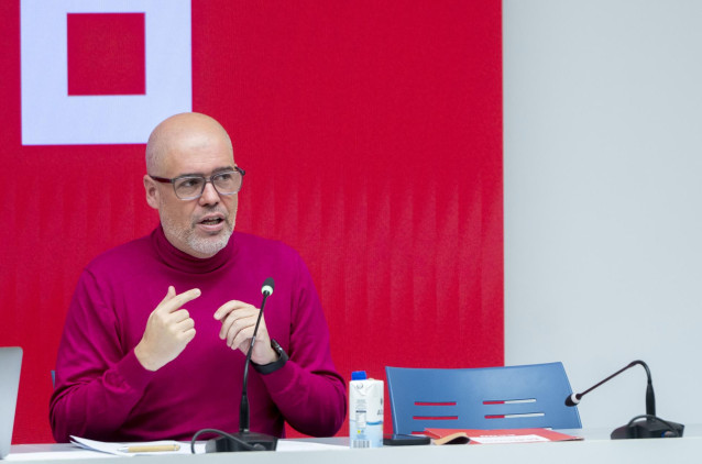 El secretario general de CCOO, Unai Sordo presenta las prioridades y demandas del sindicato para este año 2024, en la sede de CCOO, a 10 de enero de 2024, en Madrid (España). Durante la presentación, Sordo ha instado al Gobierno a convocar a los sindicato
