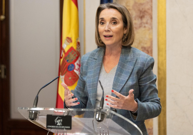 Archivo - La secretaria general del PP, Cuca Gamarra, ofrece una rueda de prensa posterior al discurso de investidura del presidente del Gobierno en funciones, en el Congreso de los Diputados, a 15 de noviembre de 2023, en Madrid (España).