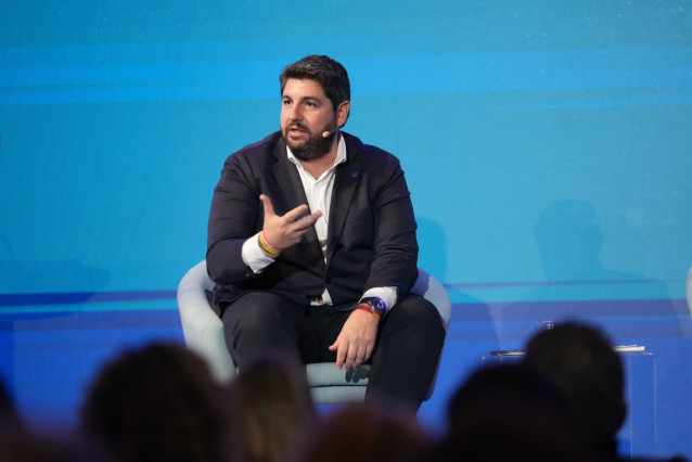 El presidente del Partido Popular de la Región de Murcia, Fernando López Miras, durante el acto de presidentes autonómicos del PP en A Coruña
