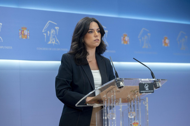 La portavoz de VOX en el Congreso, Pepa Millán, ofrece una rueda de prensa anterior a la Junta de Portavoces, a 16 de enero de 2024, en Madrid (España).