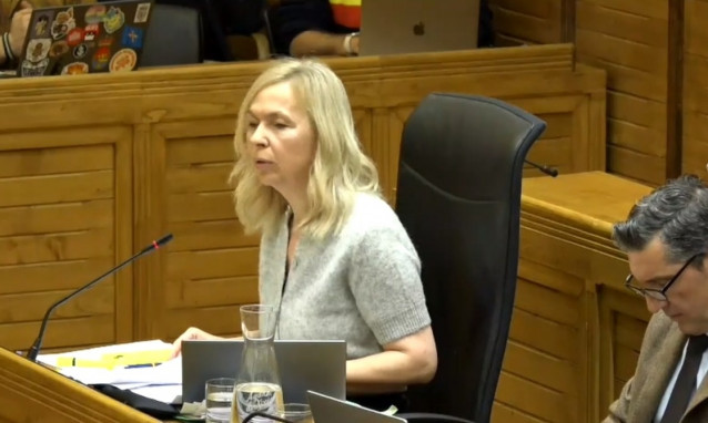 La portavoz de Vox en el Ayuntamiento de Gijón, Sara Álvarez Rouco, interviene en el Pleno Municipal gijonés.