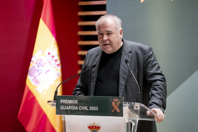 El periodista y presentador Antonio García Ferreras interviene durante la entrega de los Premios Guardia Civil 2023 en la Dirección General de la Guardia Civil, a 18 de enero de 2024, en Madrid (España).