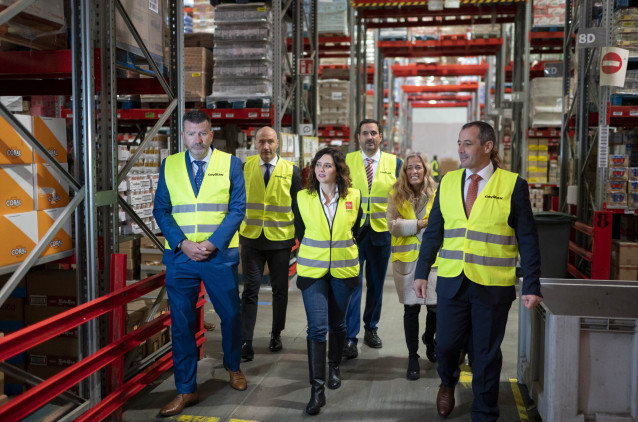 The President Of The Community Of Madrid, Isabel Díaz Ayuso, During Her Visit To The Logistics Platform Of The Covirán Cooperative In Coslada