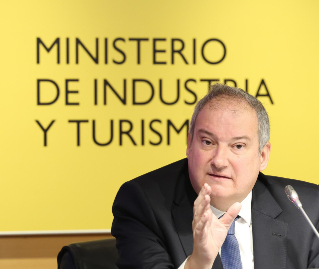 El ministro de Industria y Turismo, Jordi Hereu, durante una rueda de prensa para hacer balance turístico del año 2023, en la sede del ministerio, a 19 de enero de 2024, en Madrid (España).
