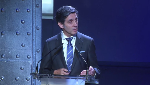 Archivo - El presidente de Telefónica, José María Alvarez-Pallete, participa en la jornada 'Web 3.0 - Tecnología, Gobernanza, Trabajo' organizado por UGT este miércoles 27 de abril de 2023 en la Fundación Telefónica