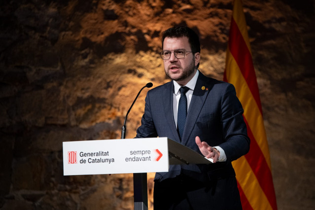 Aragonès en la presentación del indicador de Bienestar Subjetivo este martes en Barcelona
