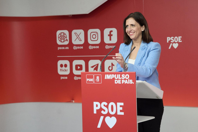 La nueva Portavoz del PSOE, Esther Peña, durante una rueda de prensa tras la reunión de la Comisión Ejecutiva Federal, en la sede del PSOE en Ferraz, a 22 de enero de 2024, en Madrid (España).