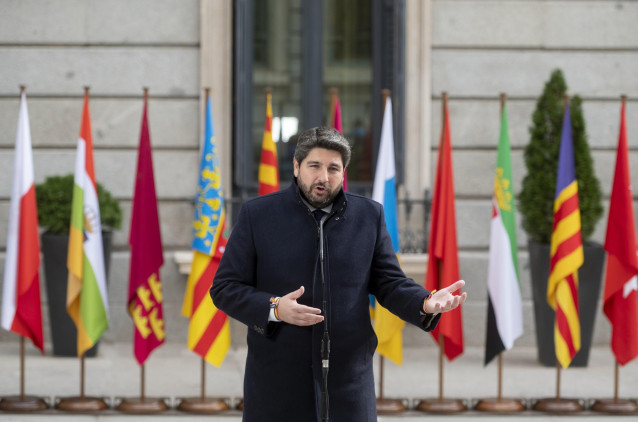 Archivo - El presidente de la Región de Murcia, Fernando López Miras, comparece ante los medios durante el acto de homenaje a la Constitución, en el Congreso de los Diputados, a 6 de diciembre de 2023, en Madrid (España). Las Cortes Generales celebran el