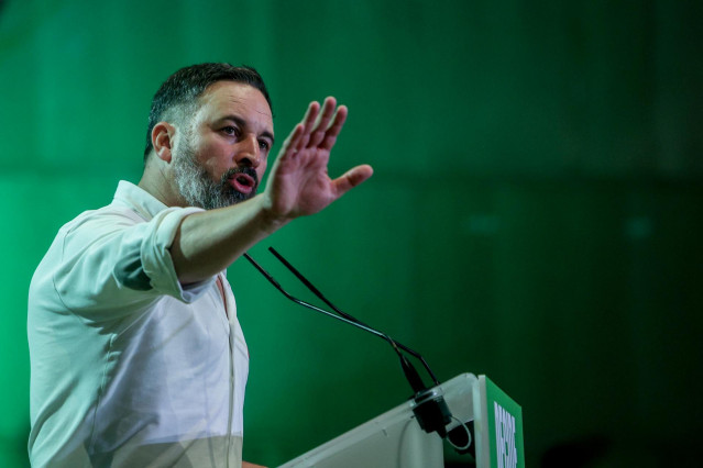Archivo - El presidente de Vox, Santiago Abascal, interviene durante el acto de clausura de la Asamblea General del partido, en el Recinto Ferial de IFEMA MADRID, a 24 de junio de 2023, en Madrid (España).