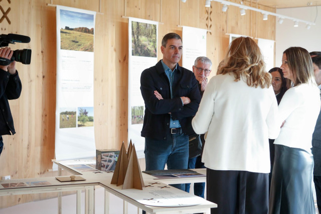 Archivo - El presidente del Gobierno, Pedro Sánchez, durante su visita a las instalaciones del edificio Impulso Verde, a 27 de enero de 2024, en Lugo, Galicia (España). Impulso Verde se trata del primer edificio público de Galicia construido de manera ínt