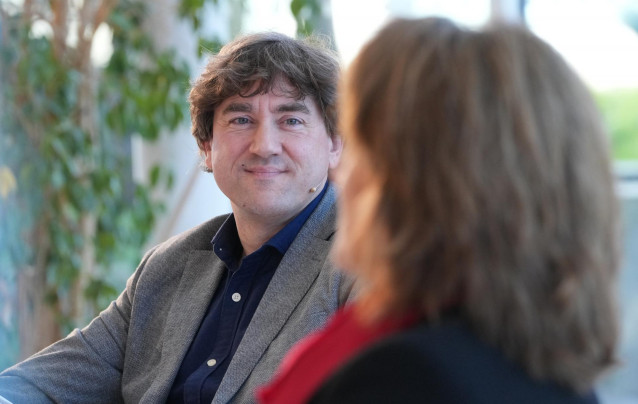 El secretario general del PSE-EE, Eneko Andueza, durante la jornada ‘Cambia el guion del modelo de crecimiento’