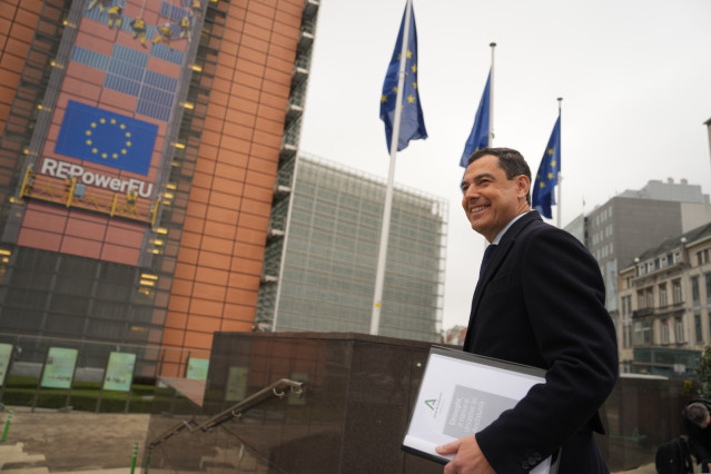 El presidente de la Junta de Andalucía, Juanma Moreno, este martes en Bruselas