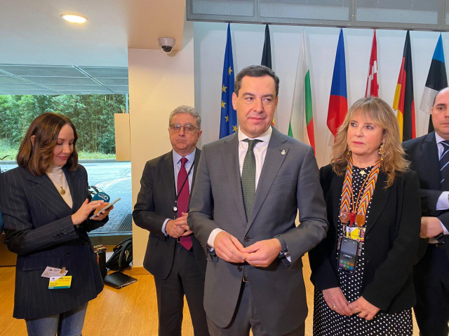 El presidente de la Junta de Andalucía, Juanma Moreno, este miércoles en Bruselas