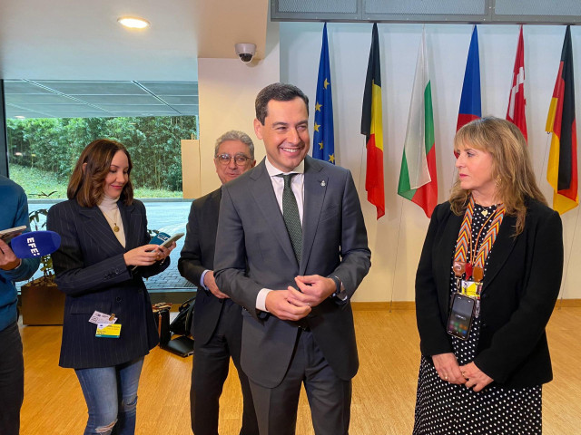 El presidente de la Junta de Andalucía, Juanma Moreno, este miércoles, en Bruselas