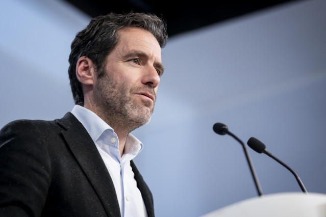 El portavoz del PP y vicesecretario de Cultura de la formación, Borja Sémper, durante una rueda de prensa posterior a la reunión del Comité de Dirección del Partido Popular, en la sede del PP, a 31 de enero de 2024, en Madrid (España).
